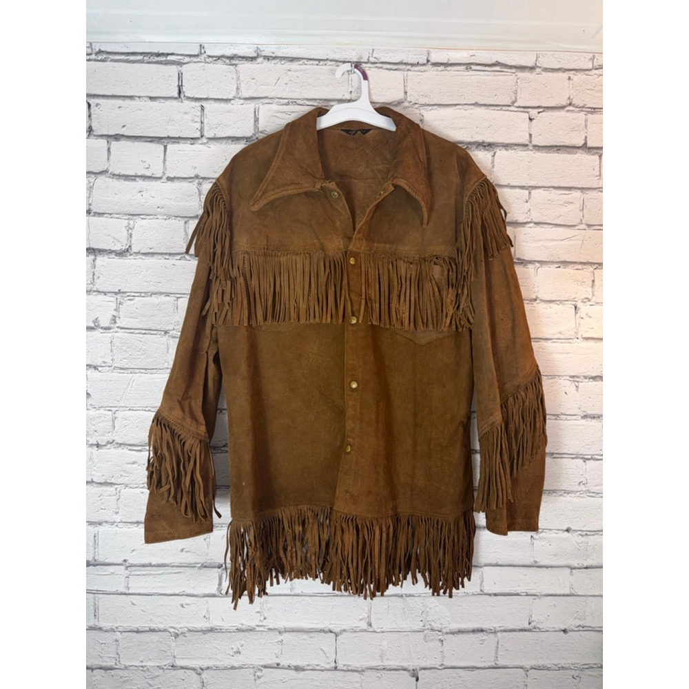 Brill Bros Timberline Milwaukee Brown Suede Fringed Jacket size 44 Large Vintage - Picture 2 of 13